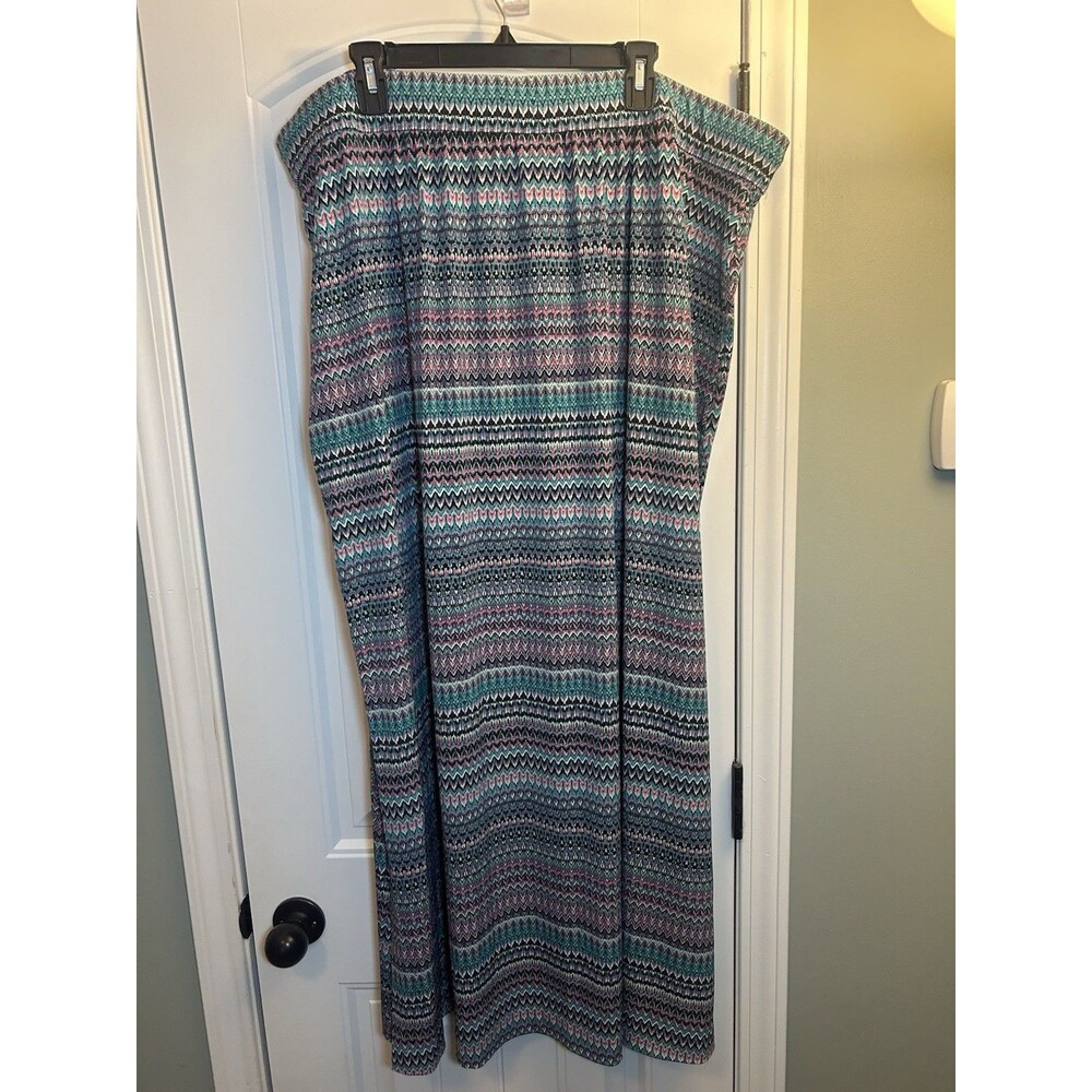 Lane Bryant Maxi Skirt 26/28 Chevron Print Side Slits Stretch Boho Long Plus - Picture 3 of 13